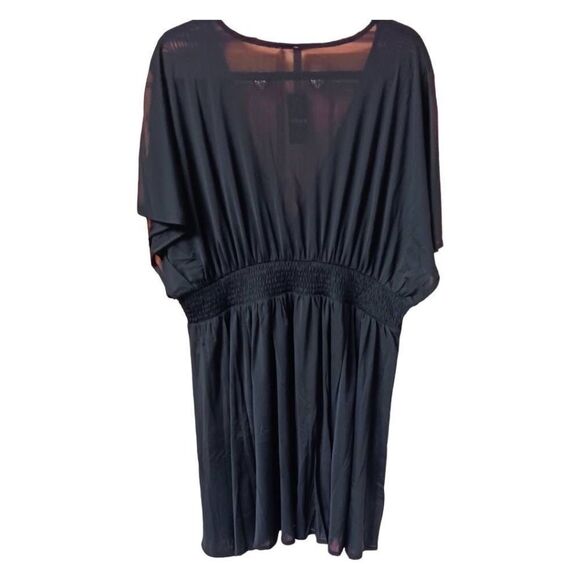 TORRID Plus Size Black mesh retro chic smocked swimsuit cover-up dress 4X - Picture 8 of 16